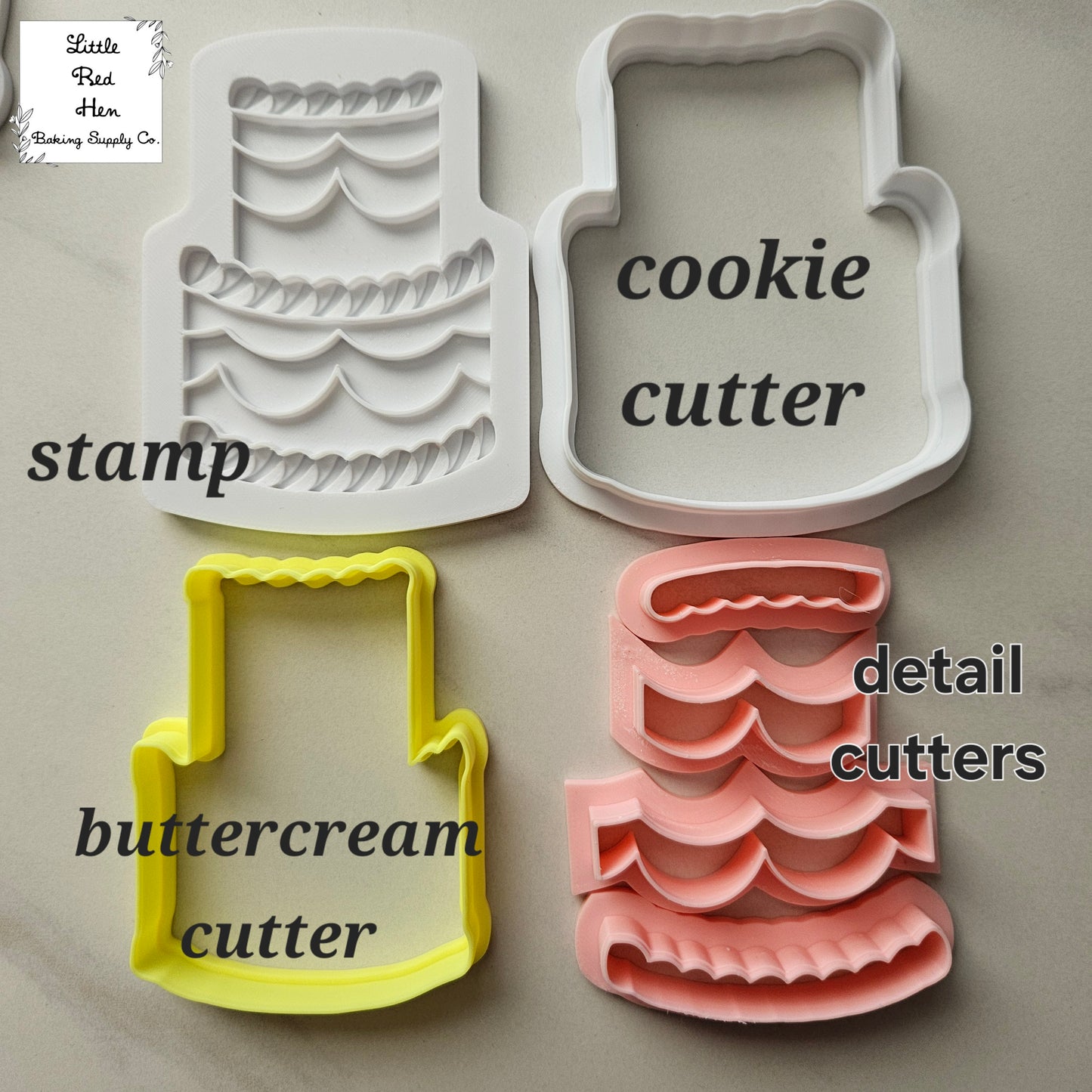 Cake with Mini Bow Fondant and Buttercream Stamp and Cutter Set