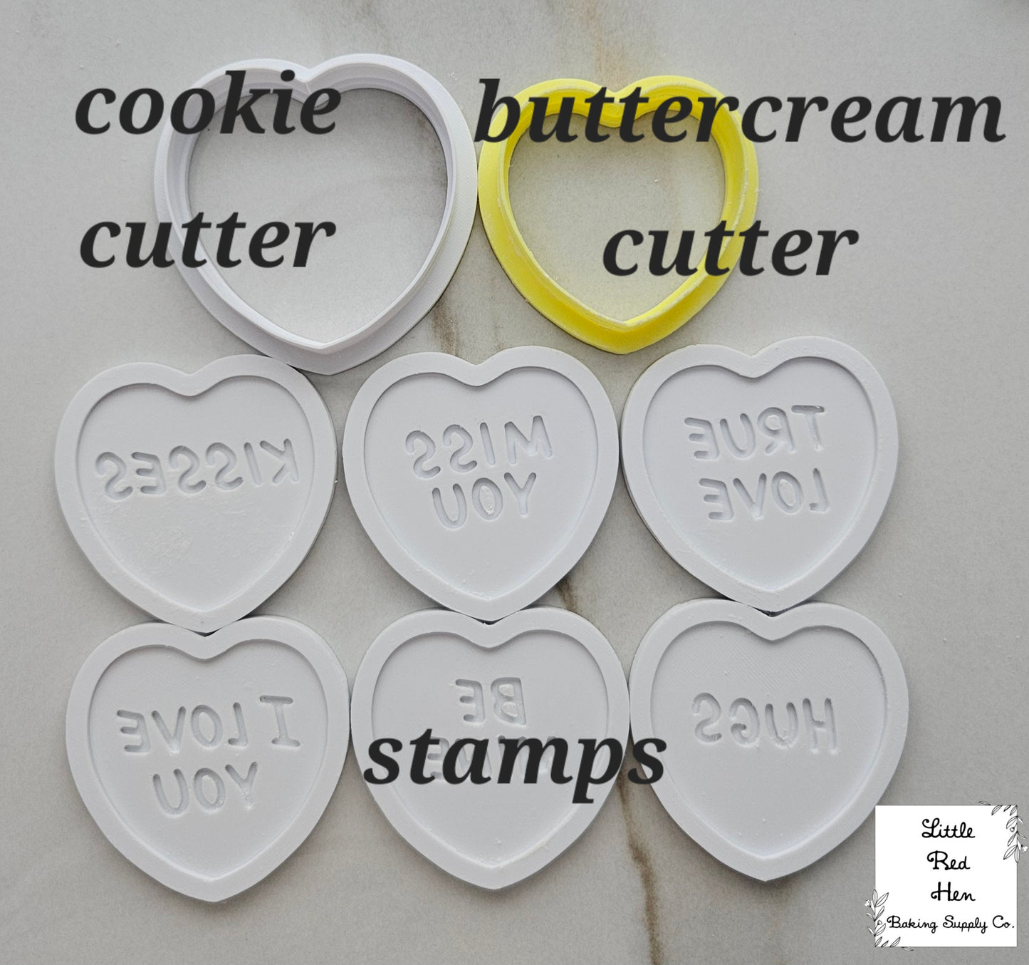 Conversation Hearts Valentine Fondant and Buttercream Stamp and Cutter Set