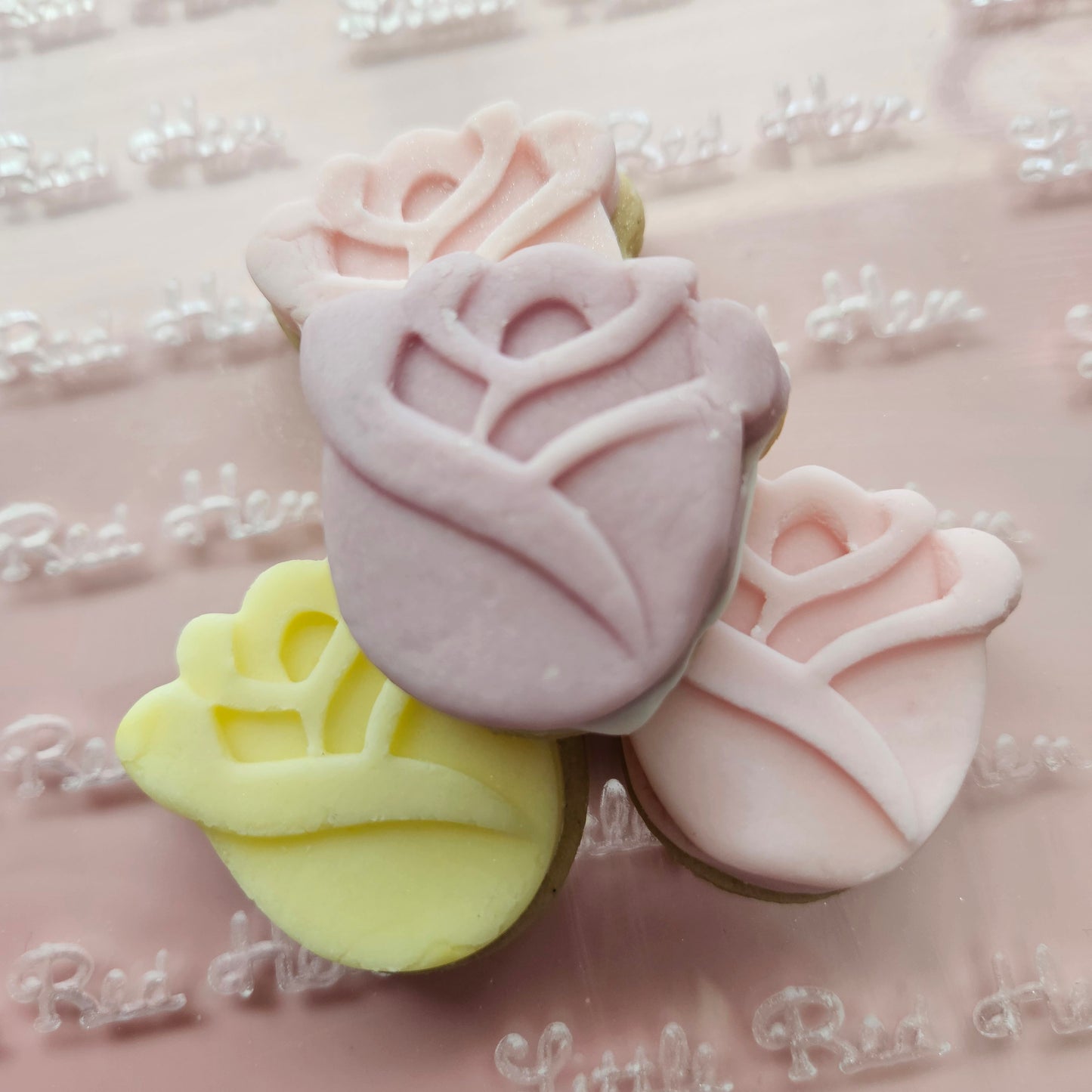 Roses Blossom Bloom Buttercream Fondant Stamp and Cookie Cutter Set