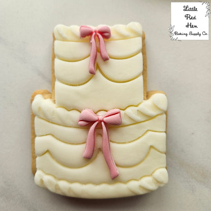 Cake with Mini Bow Fondant and Buttercream Stamp and Cutter Set