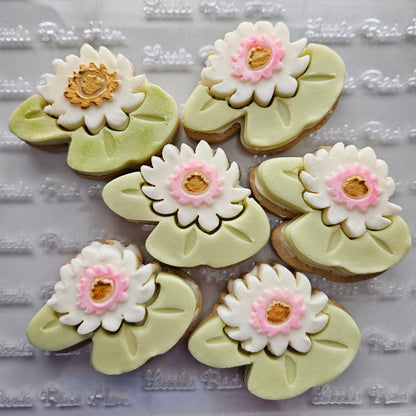 Water Lily  Blossom Bloom Buttercream Fondant Stamp and Cookie Cutter Set
