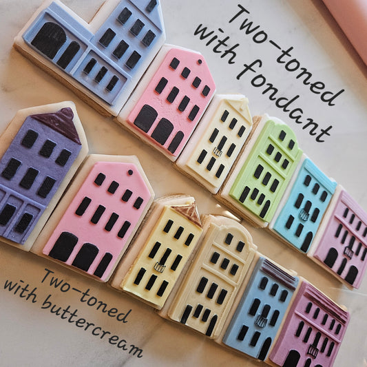 Charleston Rainbow Row Stamp and Cutter Set for Fondant and Buttercream