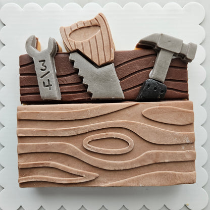 MEGACOOKIE / COOKIE CAKE Toolbox with Tool Set Father's Day Buttercream Fondant Stamp and Cookie Cutter Set