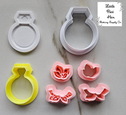 Engagement Ring Fondant and Buttercream Stamp and Cutter Set