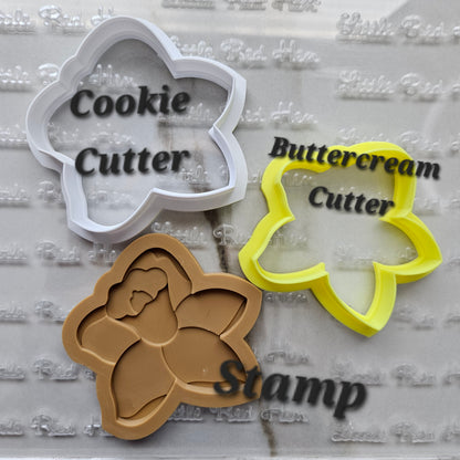 Daffodil Blossom Bloom Buttercream Fondant Stamp and Cookie Cutter Set