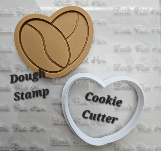 Coffee Bean Heart DOUGH STAMP // READY TO FLOOD Stamp and Cookie Cutter Set