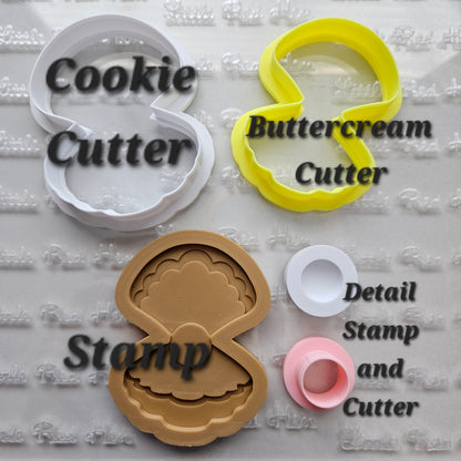 Clam with Pearl Fondant and Buttercream Stamp and Cutter Set