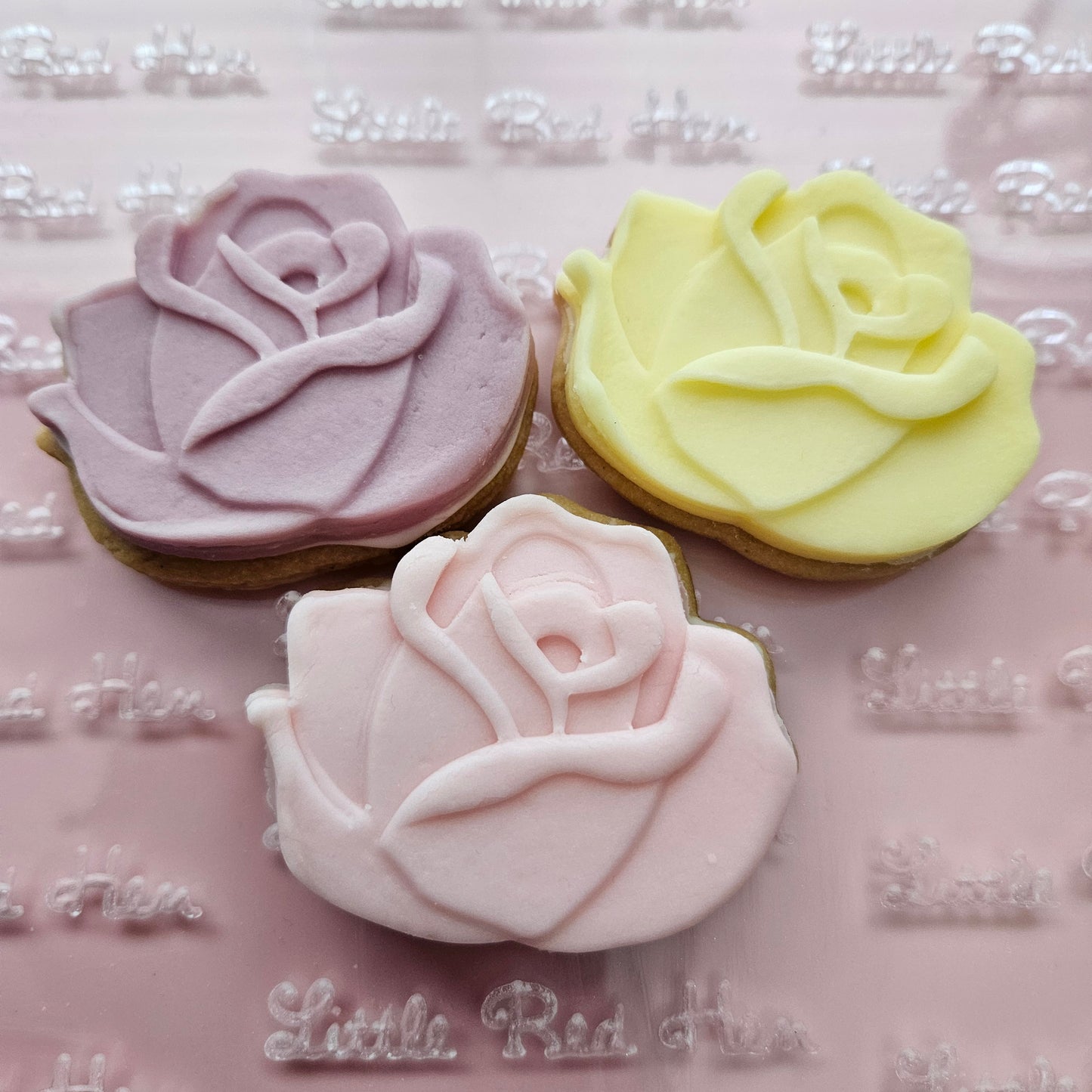 Roses Blossom Bloom Buttercream Fondant Stamp and Cookie Cutter Set