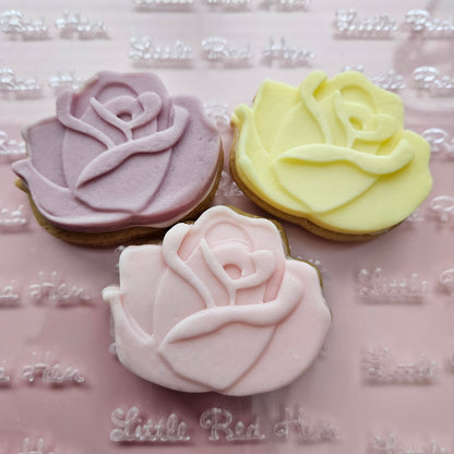 Roses Blossom Bloom Buttercream Fondant Stamp and Cookie Cutter Set