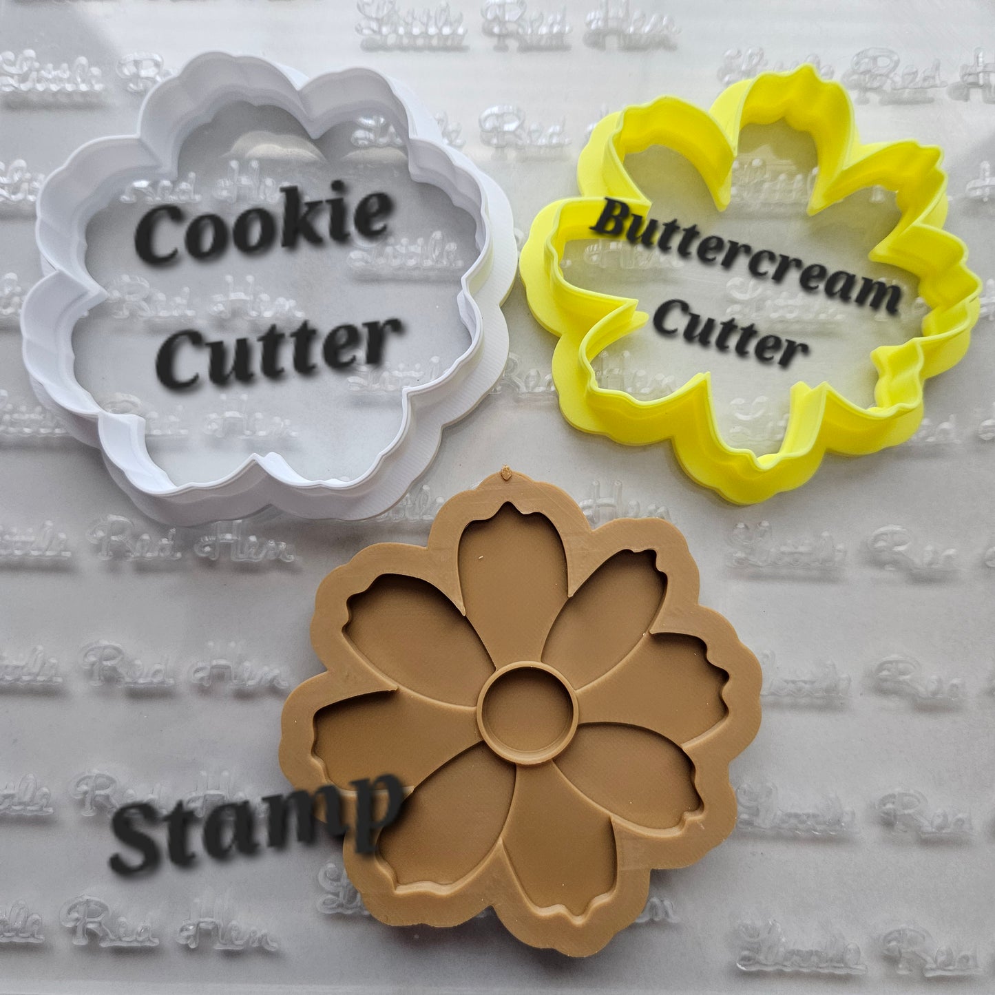 Cosmos Blossom Bloom Buttercream Fondant Stamp and Cookie Cutter Set