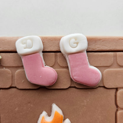 Fireplace Fondant and Buttercream Stamp and Cutter Set (and Optional Initial Stamps)