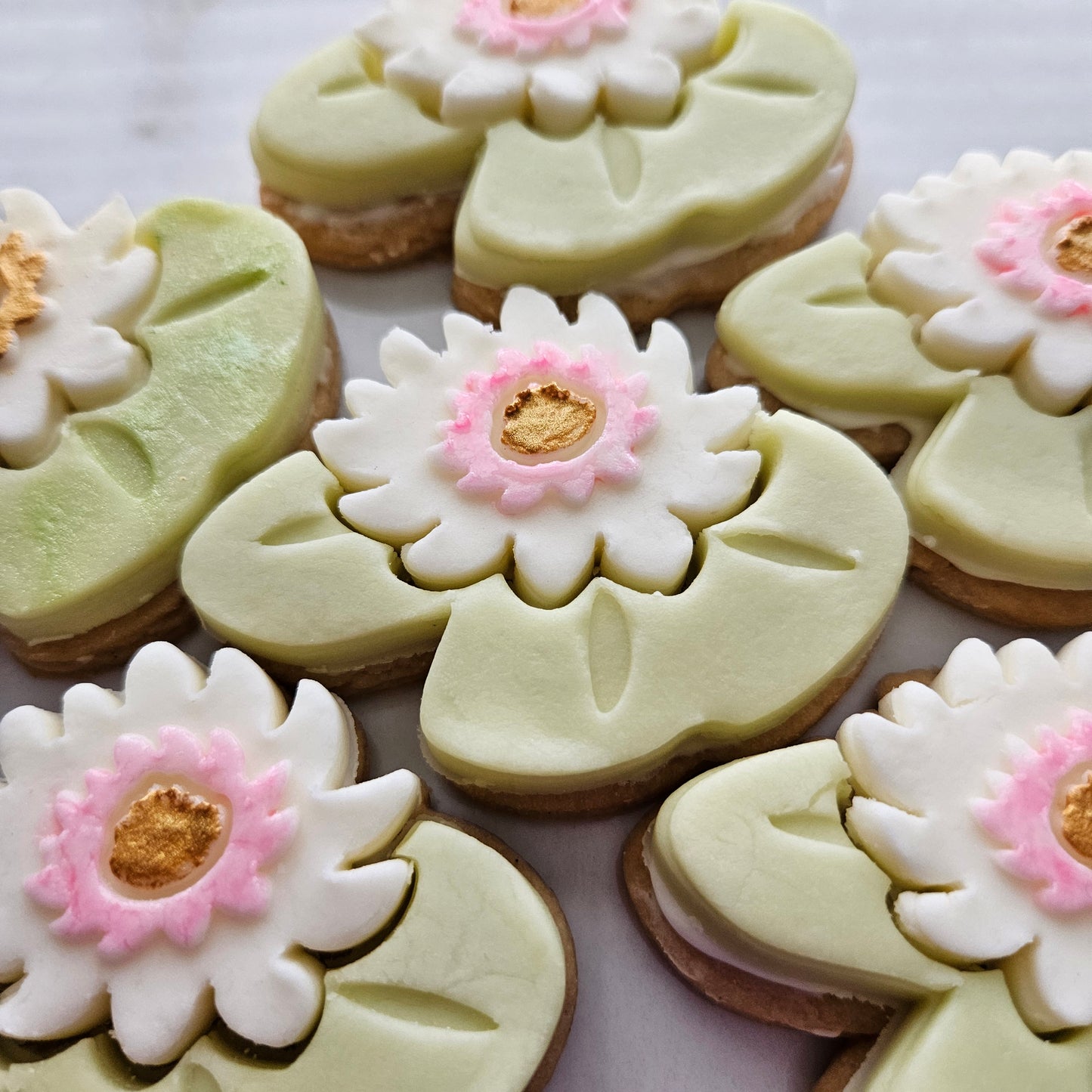 Water Lily  Blossom Bloom Buttercream Fondant Stamp and Cookie Cutter Set