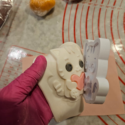 Valentine Cat Fondant and Buttercream Stamp and Cutter Set