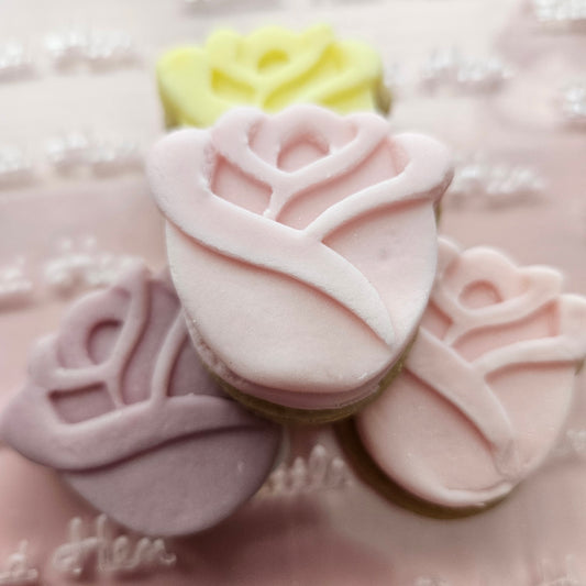 Roses Blossom Bloom Buttercream Fondant Stamp and Cookie Cutter Set