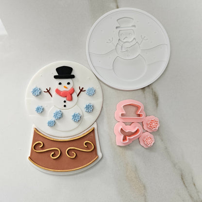 Christmas Tree Snow Globe Fondant and Buttercream Stamp and Cutter Set