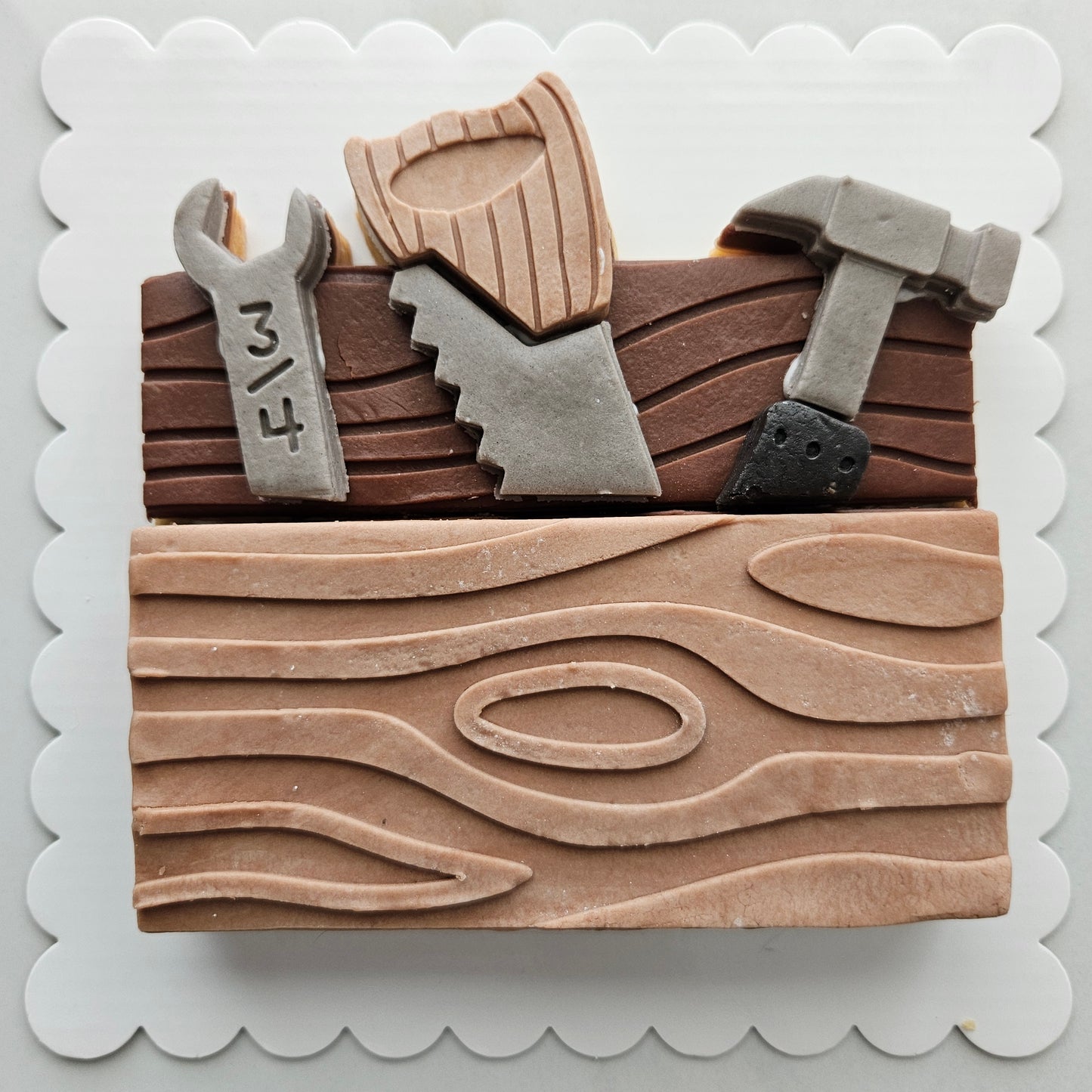 MEGACOOKIE / COOKIE CAKE Toolbox with Tool Set Father's Day Buttercream Fondant Stamp and Cookie Cutter Set