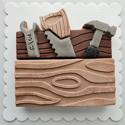 MEGACOOKIE / COOKIE CAKE Toolbox with Tool Set Father's Day Buttercream Fondant Stamp and Cookie Cutter Set