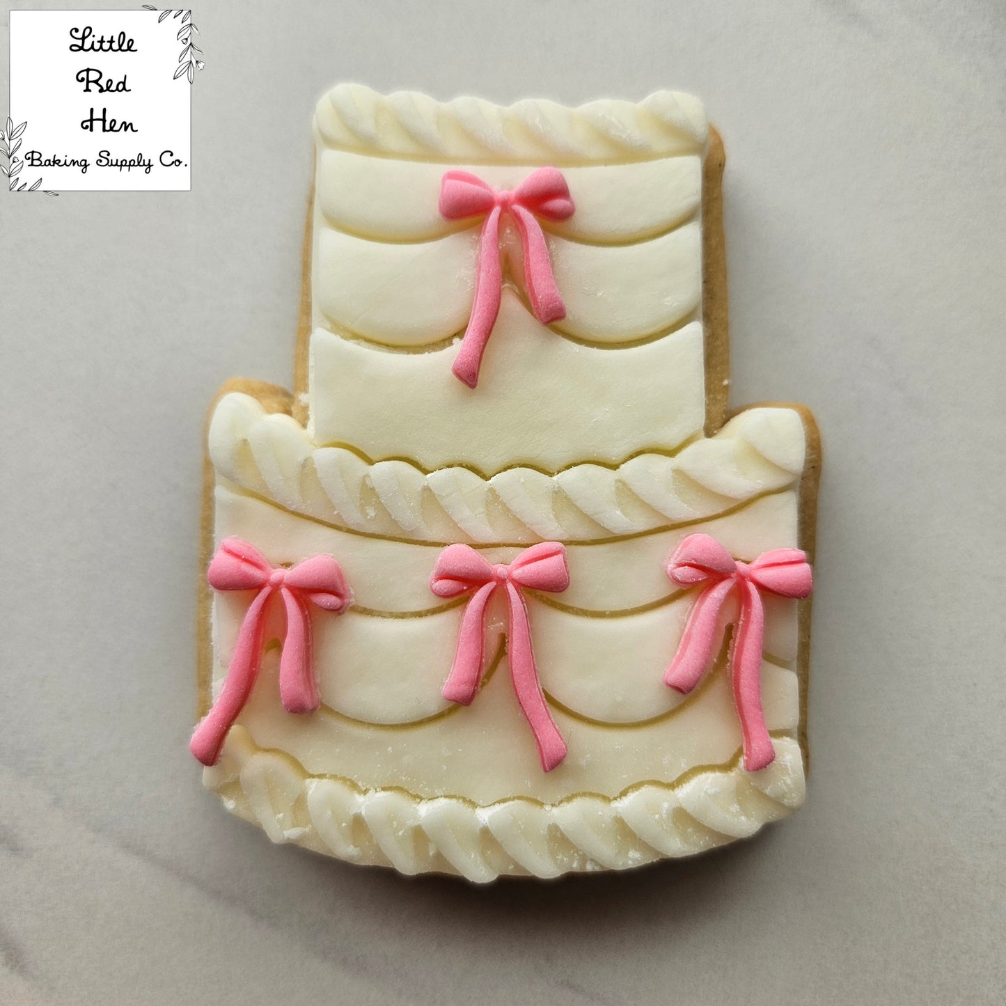 Cake with Mini Bow Fondant and Buttercream Stamp and Cutter Set