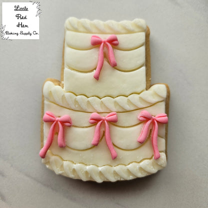 Cake with Mini Bow Fondant and Buttercream Stamp and Cutter Set