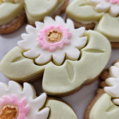 Water Lily  Blossom Bloom Buttercream Fondant Stamp and Cookie Cutter Set