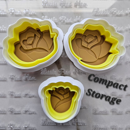 Roses Blossom Bloom Buttercream Fondant Stamp and Cookie Cutter Set