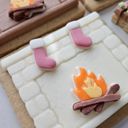 Fireplace Fondant and Buttercream Stamp and Cutter Set (and Optional Initial Stamps)