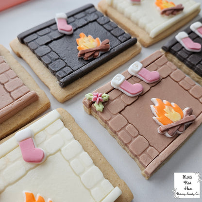 Fireplace Fondant and Buttercream Stamp and Cutter Set (and Optional Initial Stamps)