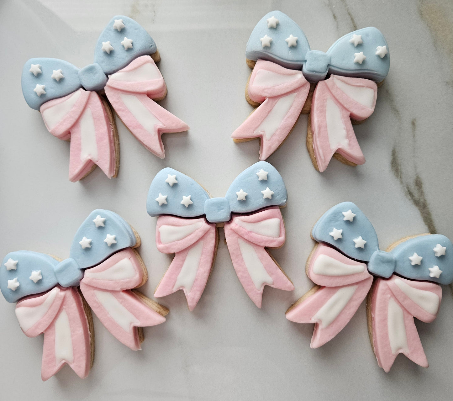 Americana Bow READY TO FLOOD Buttercream Fondant Stamp and Cookie Cutter Set