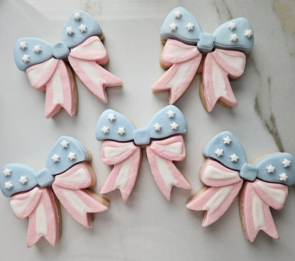 Americana Bow READY TO FLOOD Buttercream Fondant Stamp and Cookie Cutter Set