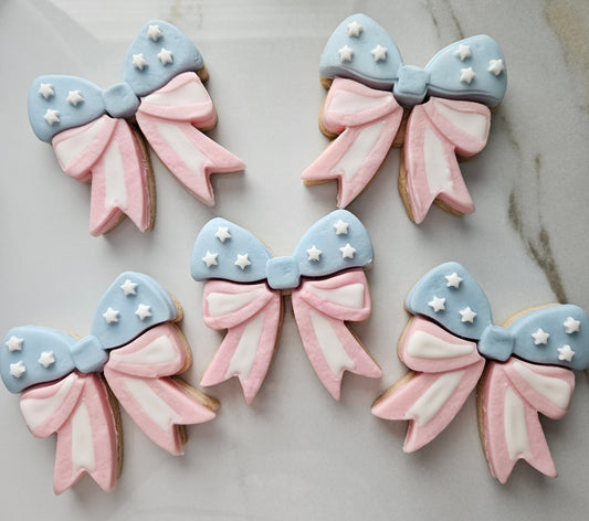 Americana Bow READY TO FLOOD Buttercream Fondant Stamp and Cookie Cutter Set