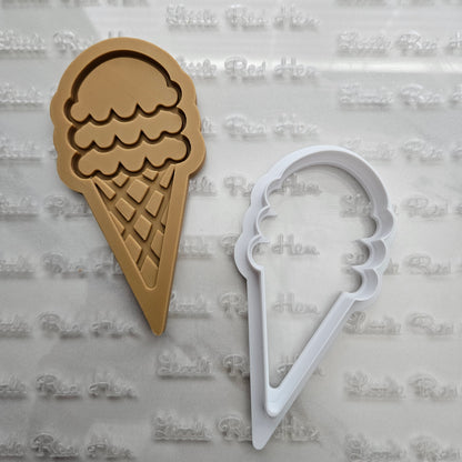 Ice Cream Cone DOUGH STAMP // READY TO FLOOD Stamp and Cookie Cutter Set