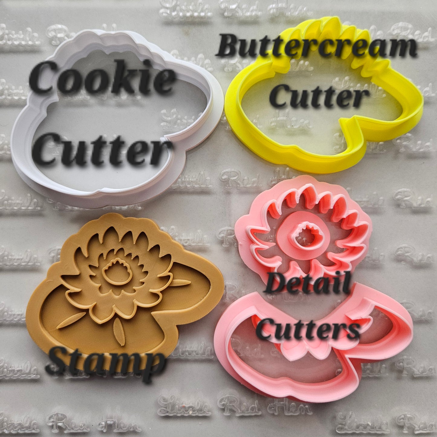 Water Lily  Blossom Bloom Buttercream Fondant Stamp and Cookie Cutter Set