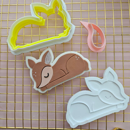 Sleeping Deer Buttercream and Fondant Stamp and Cutter Set