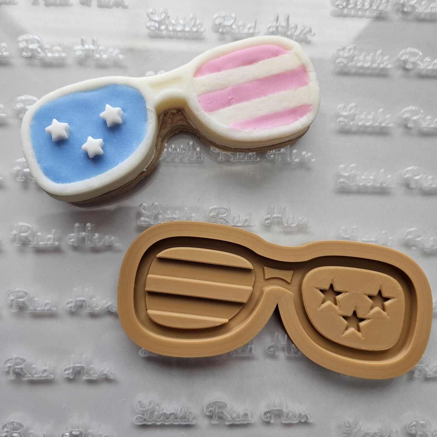 Americana Sunglasses READY TO FLOOD Buttercream Fondant Stamp and Cookie Cutter Set