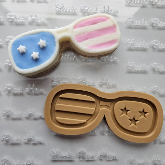 Americana Sunglasses READY TO FLOOD Buttercream Fondant Stamp and Cookie Cutter Set
