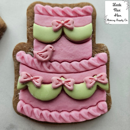 Cake with Mini Bow Fondant and Buttercream Stamp and Cutter Set