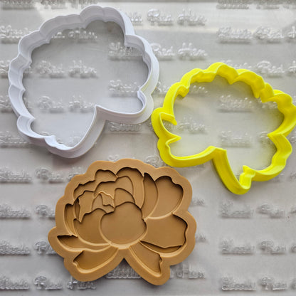 Peony Blossom Bloom Buttercream Fondant Stamp and Cookie Cutter Set