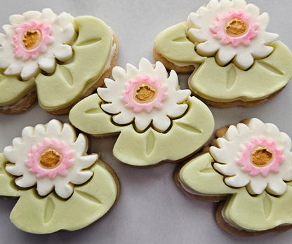 Water Lily  Blossom Bloom Buttercream Fondant Stamp and Cookie Cutter Set