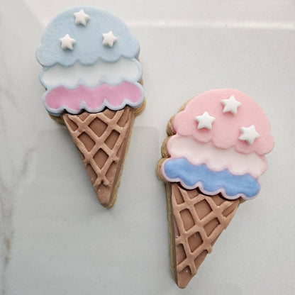 Americana Ice Cream Cone READY TO FLOOD Buttercream Stamp and Cookie Cutter Set