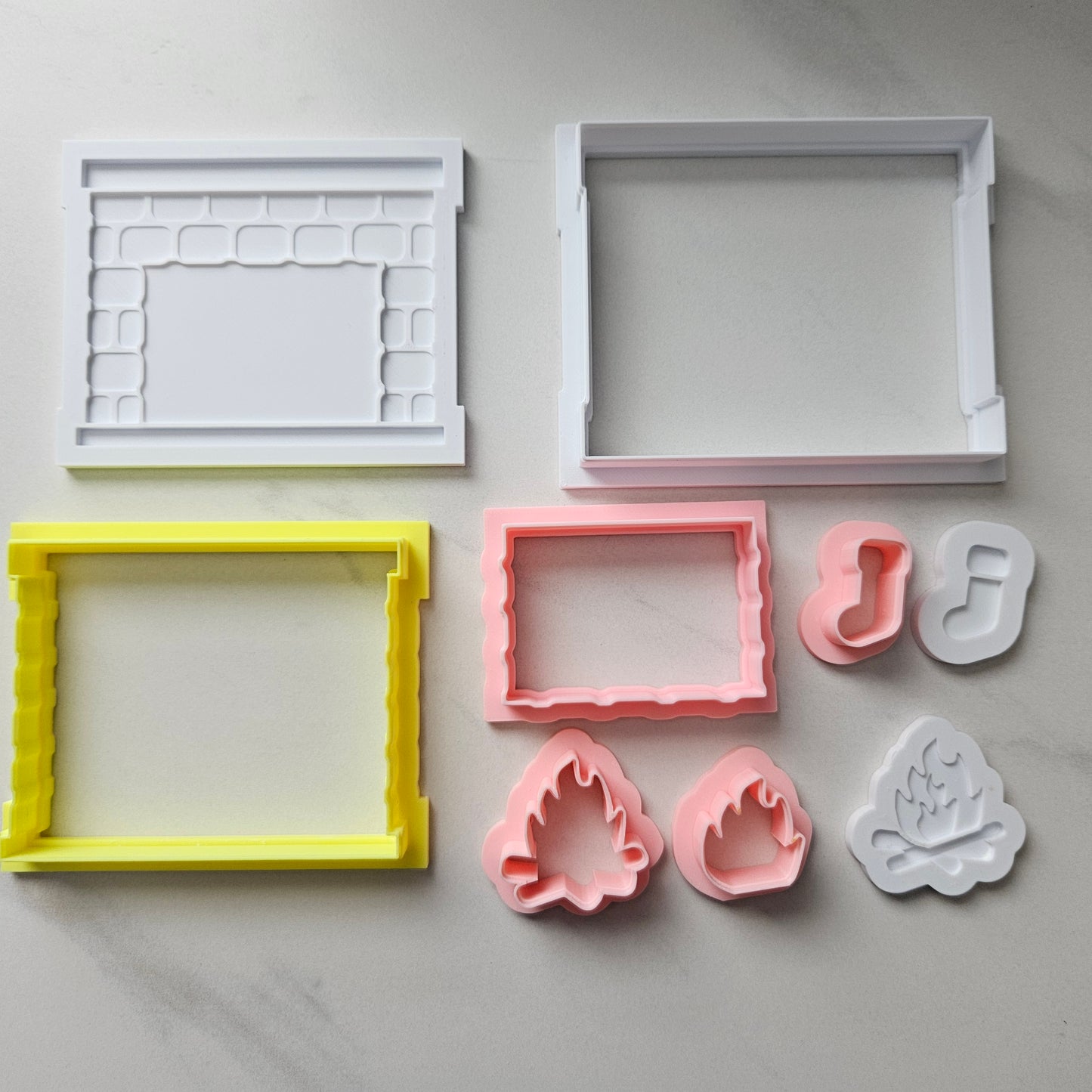 Fireplace Fondant and Buttercream Stamp and Cutter Set (and Optional Initial Stamps)