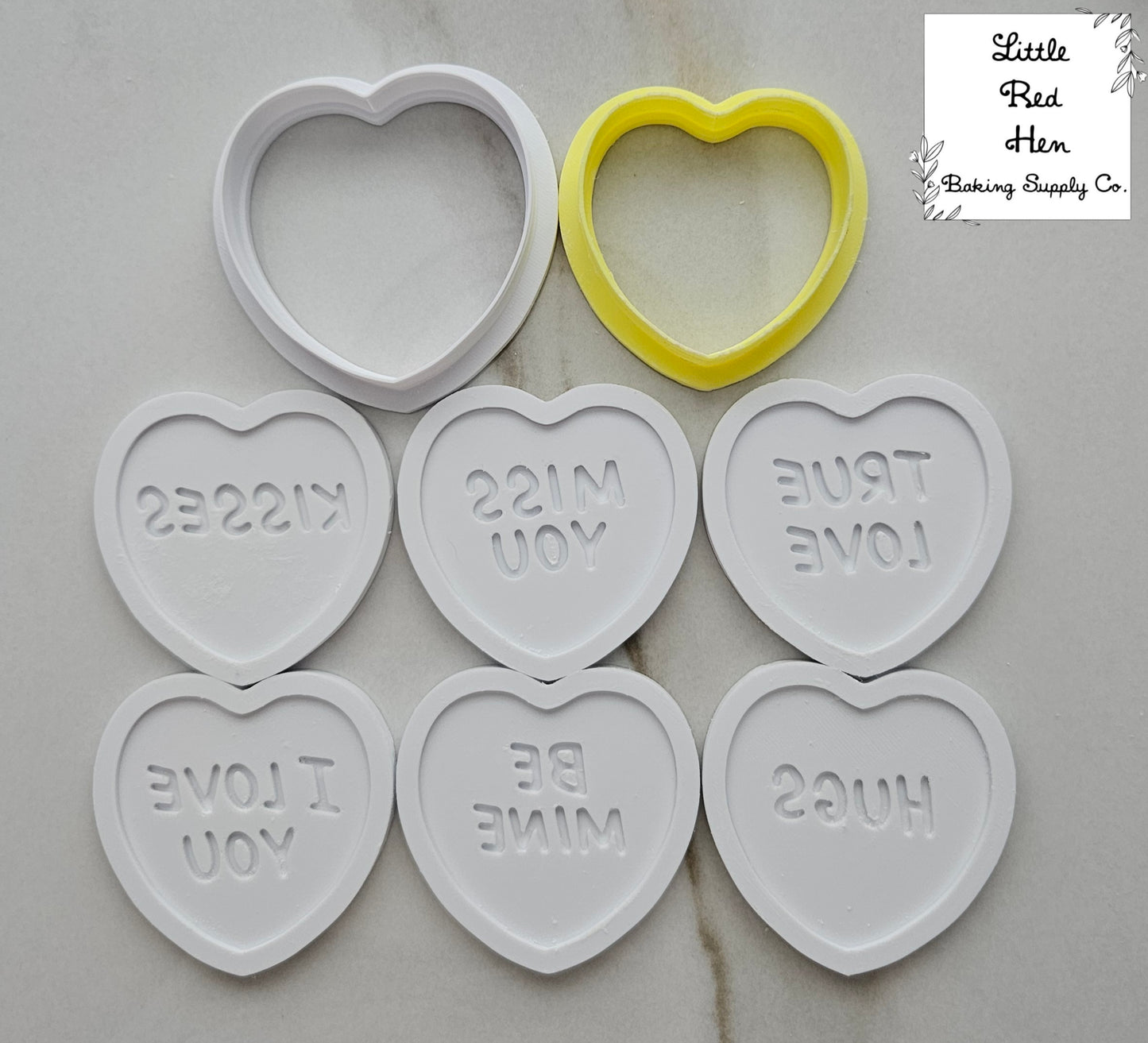Conversation Hearts Valentine Fondant and Buttercream Stamp and Cutter Set