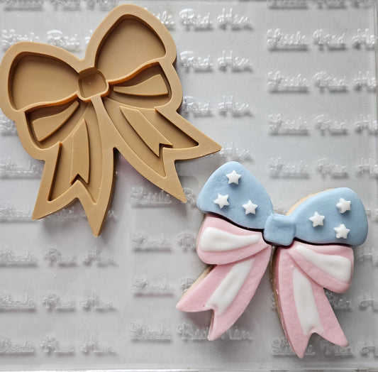 Americana Bow READY TO FLOOD Buttercream Fondant Stamp and Cookie Cutter Set