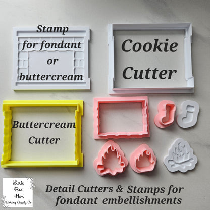 Fireplace Fondant and Buttercream Stamp and Cutter Set (and Optional Initial Stamps)