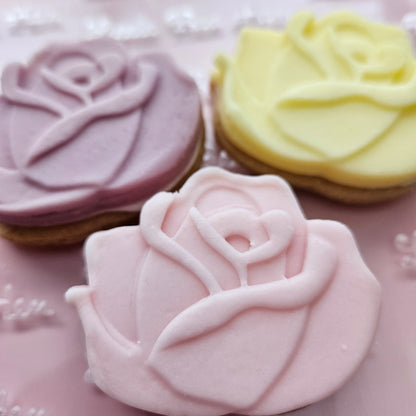 Roses Blossom Bloom Buttercream Fondant Stamp and Cookie Cutter Set