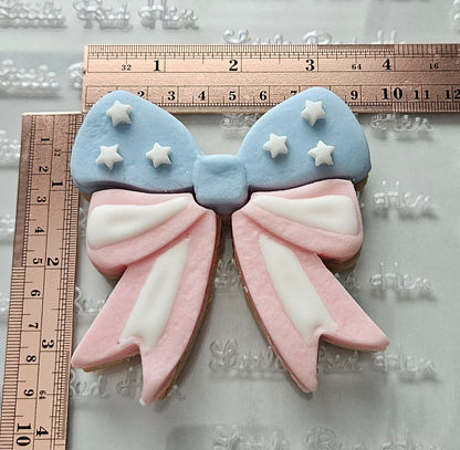 Americana Bow READY TO FLOOD Buttercream Fondant Stamp and Cookie Cutter Set
