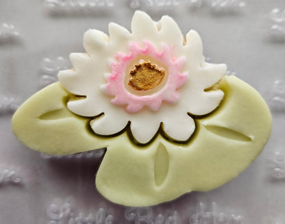 Water Lily  Blossom Bloom Buttercream Fondant Stamp and Cookie Cutter Set