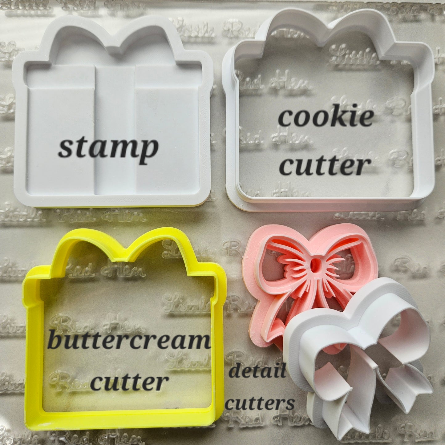 Gift Box Fondant and Buttercream Stamp and Cutter Set