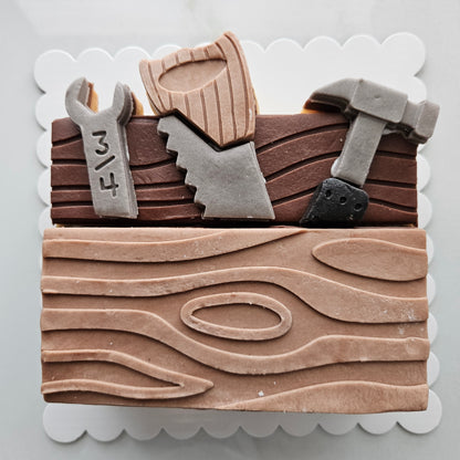 MEGACOOKIE / COOKIE CAKE Toolbox with Tool Set Father's Day Buttercream Fondant Stamp and Cookie Cutter Set