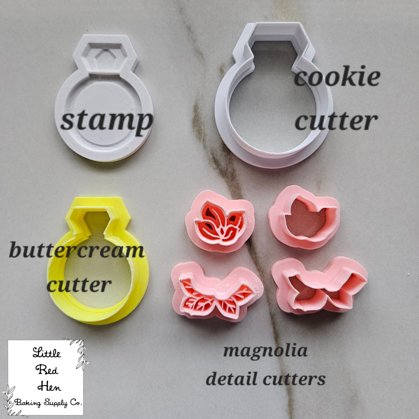 Engagement Ring Fondant and Buttercream Stamp and Cutter Set