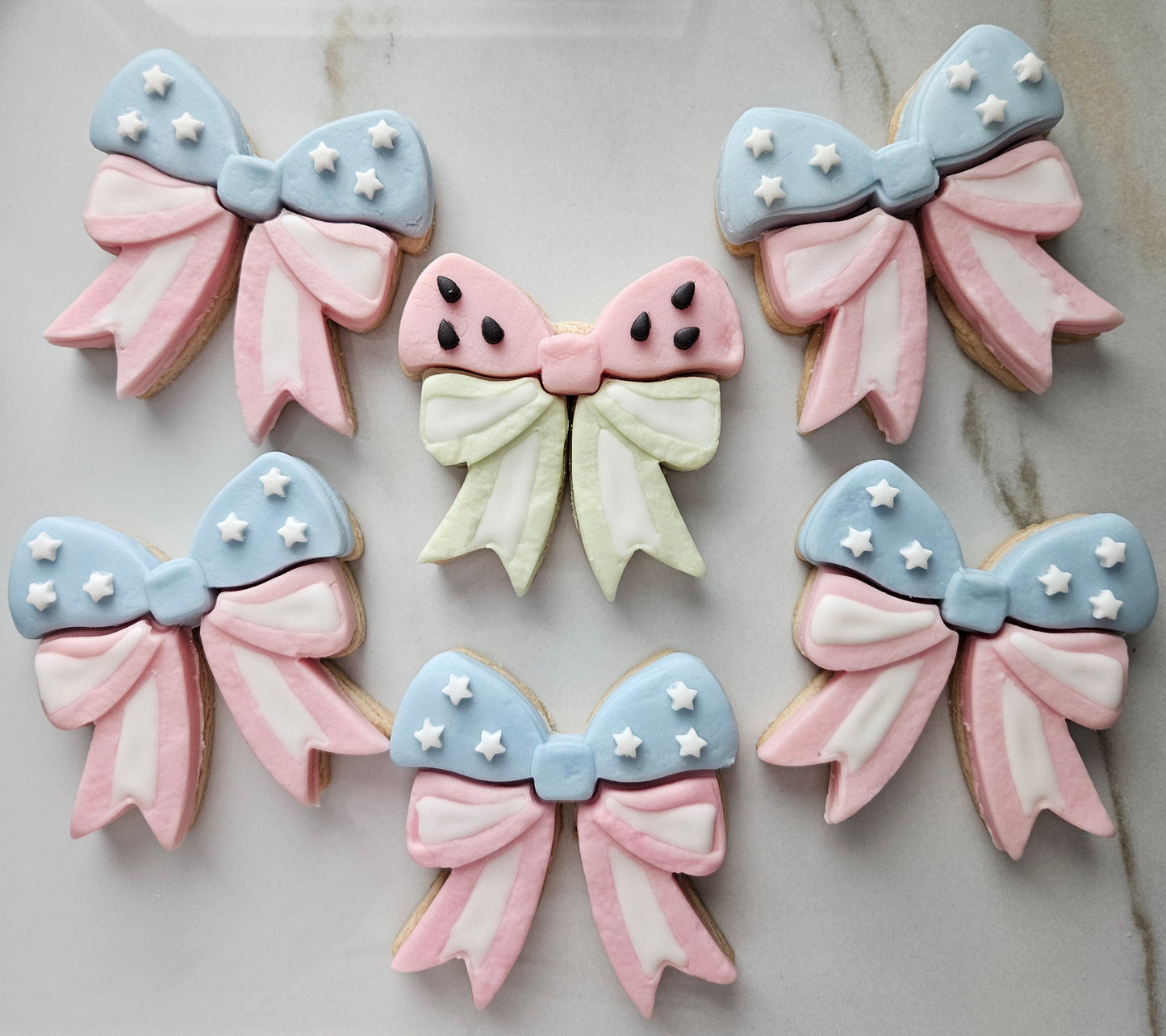 Americana Bow READY TO FLOOD Buttercream Fondant Stamp and Cookie Cutter Set
